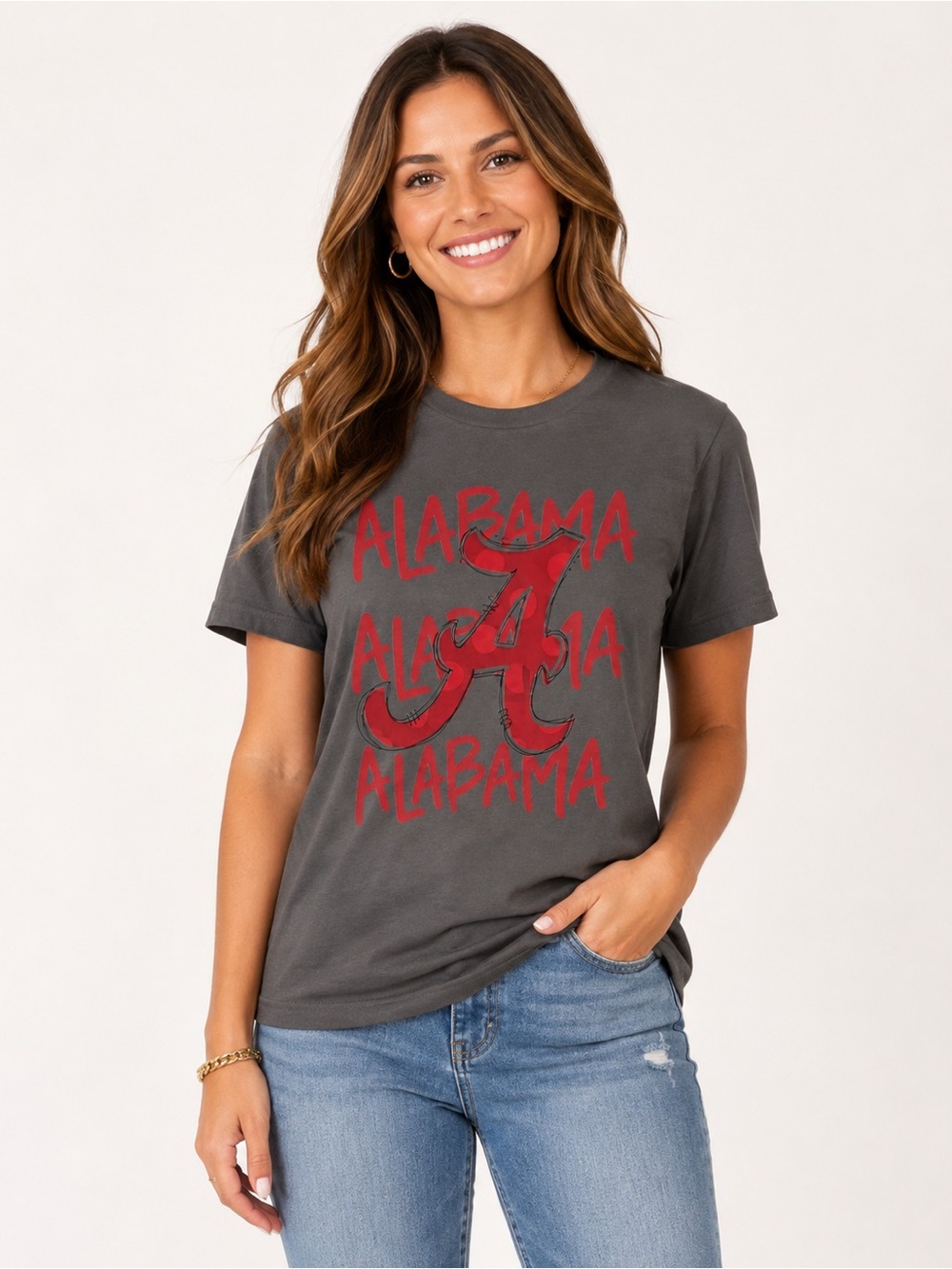 Roll Tide Polka Dot Tee – Charcoal